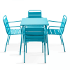 Bistrogartentisch und 4 Sessel aus pulverbeschichtetem Stahl Blau