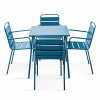 Gartentisch und 4 Sessel aus pulverbeschichtetem Stahl in Pazifikblau
