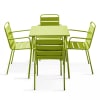 Bistrogartentisch und 4 Sessel aus pulverbeschichtetem Stahl Grün