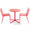 Ensemble table de jardin ronde et 2 chaises métal rouge