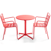 Ensemble table de jardin et 2 fauteuils métal rouge