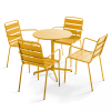 Ensemble table de jardin et 4 fauteuils métal jaune