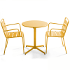 Ensemble table de jardin et 2 fauteuils métal jaune