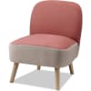 Fauteuil assise polyester rose pieds bois