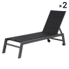 Set di 2 sedie a sdraio in alluminio in textilene antracite e nero