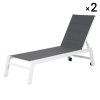 Set di 2 sedie a sdraio in alluminio bianco e textilene grigio