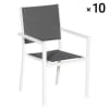 Lot de 10 chaises rembourrées grisen aluminium blanc