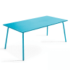 Table de jardin rectangulaire en métal bleu