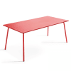 Table de jardin rectangulaire en métal rouge