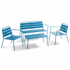 Set da giardino con 4 posti e 1 tavolino in acciaio blu pacifico