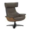 Fauteuil relax en cuir gris foncé et chêne naturel