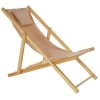 Chaise longue pliante chilienne en bois et tissu marron 57,5x113x77cm