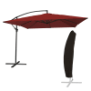 Parasol déporté carré 2,7x2,7m acier toile rouge avec housse