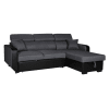 3-Sitzer-Sofa mit grau meliertem Stoff in schwarzem Simili-Look