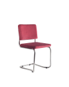 Chaise finition chromé ,en acier, hêtre et tapissé en velours rouge.