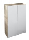 Armoire polyvalente à 2 portes effet bois beige, blanc 72x36 cm