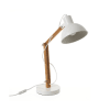 Lampe de bureau articulée métal blanc et bambou H40,5cm