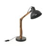 Lámpara flexo para escritorio de bambú y metal en blanco y natural