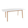 Table à manger extensible 120/160cm blanche et bois de hêtre