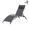 2er-Set Liegestuhl aus grauem Textilene und grauem Gestell