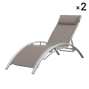 Set di 2 sedie a sdraio textilene color tortora con struttura bianca