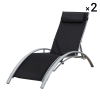 2er-Set Liegestuhl aus schwarzem Textilene und grauem Gestell