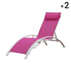 2er-Set Liegestuhl aus fuchsiafarbenem Textilene und weißem Gestell