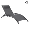 2er-Set Liegestuhl aus grauem Textilene und anthrazitfarbenem Gestell