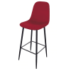 Tabouret de bar métal noir et assise velours rouge 42x47x108cm