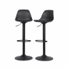 2er Set verstellbare Barhocker mit Sitzbezug aus Kunstleder, Schwarz