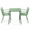 Tavolo da giardino quadrato e 2 sedie in acciaio verde cactus