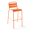 Chaise haute de jardin en métal orange