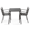 Bistrogartentisch und 2 Sessel aus pulverbeschichtetem Stahl Grau