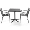 Tavolo da giardino quadrato e 2 sedie in metallo antracite