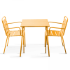 Tavolo da giardino quadrato e 2 sedie in acciaio giallo