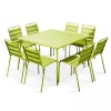 Quadratischer Gartentisch aus Metall mit 8 Stühlen Grün