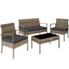 Salon de jardin 4 personnes anti UV avec cadres fins marron naturel