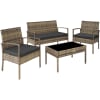 Set da giardino 4 posti in rattan marrone naturale