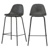 Set aus 2 Stuhl für Mittelinsel aus grau/schwarz Kunstleder, 65 cm