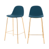 Chaise pour îlot central 65 cm en cuir synthétique bleu (lot de 2)