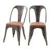 Chaise en métal gris et cuir synthétique marron (lot de 2)