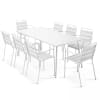 Tavolo da giardino e 8 sedie in metallo bianco