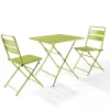 Ensemble table de jardin pliante et 2 chaises acier vert