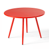 Tavolino basso rotondo in metallo rosso