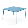 Table de jardin carrée en métal bleu pacific