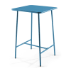 Table haute de jardin carrée en acier bleu pacific