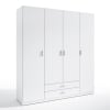 Armario ropero 4 puertas 2 cajones color blanco, 198 cm longitud