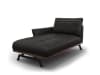 Chaiselongue links aus Echtleder, schwarz