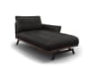 Chaise longue destra in pelle naturale nero