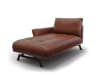 Chaise longue sinistra in pelle naturale marrone